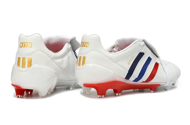 Adidas Silver Red Metallic Leather Upper Three White Stripes Firm-Ground Soccer Shoes 6