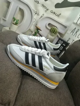 Adidas SL 72 White Black Gray Yellow Lifestyle Sneakers 7