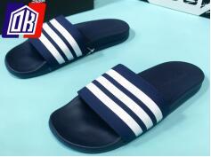 Adidas Slide Azul Marinho Branco Plantilha Moldada Tira de Três Faixas Sandálias 7