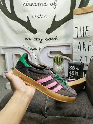 Adidas Spezial Dark Gray Pink Green Lifestyle Sneakers 5