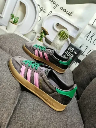 Adidas Spezial Dark Gray Pink Green Lifestyle Sneakers 7