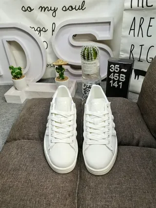 Adidas Stan Smith White Monochrome Suede-Textured Upper Lifestyle Sneakers 10