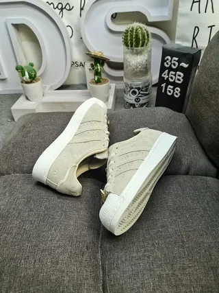 Adidas Superstar Beige Suede Shell-Toe Lifestyle Sneakers 6