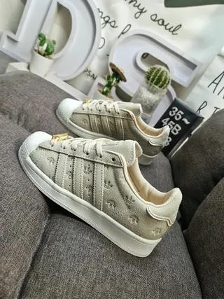 Adidas Superstar Beige Suede Shell-Toe Lifestyle Sneakers 7