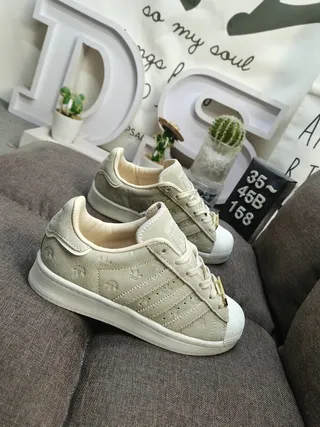 Adidas Superstar Beige Suede Shell-Toe Lifestyle Sneakers 9