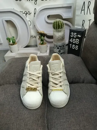 Adidas Superstar Beige Suede Shell-Toe Lifestyle Sneakers 10