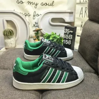 Adidas Superstar Black and Green Lifestyle Sneakers