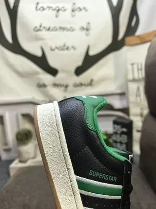 Adidas Superstar Black and Green Lifestyle Sneakers 3