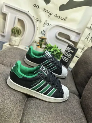 Adidas Superstar Black and Green Lifestyle Sneakers 9