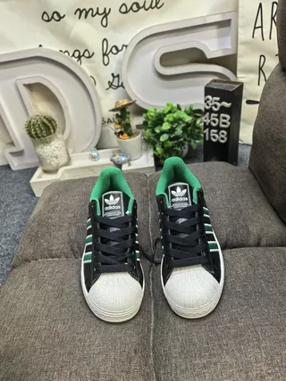 Adidas Superstar Black and Green Lifestyle Sneakers 10