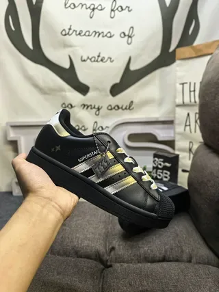 Adidas Superstar Black and Metallic Gold Lifestyle Sneakers 5