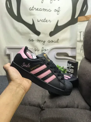Adidas Superstar Black and Pink Lifestyle Sneakers 5