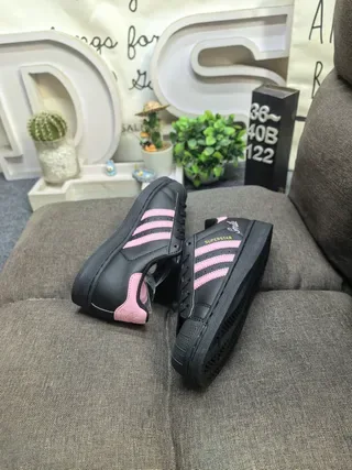 Adidas Superstar Black and Pink Lifestyle Sneakers 6
