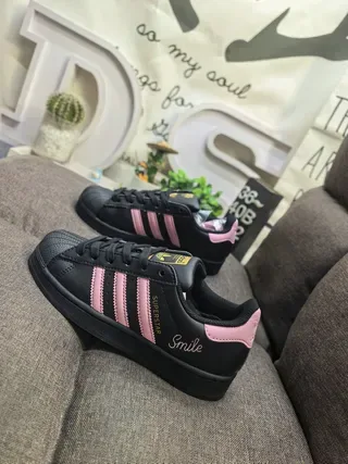 Adidas Superstar Black and Pink Lifestyle Sneakers 7