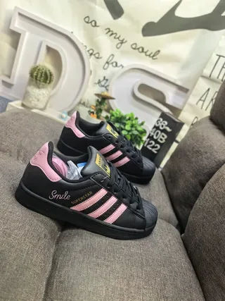 Adidas Superstar Black and Pink Lifestyle Sneakers 9
