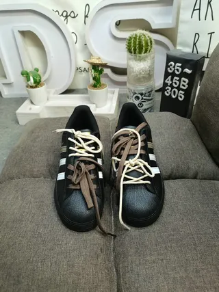 Adidas Superstar Black and Tan Lifestyle Sneakers 10