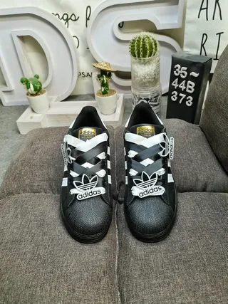 Adidas Superstar Black and White Lifestyle Sneakers 10