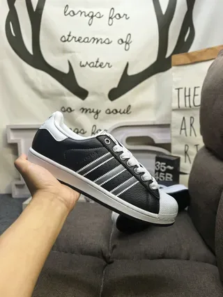 Adidas Superstar Black and White Shell-Toe Lifestyle Sneakers 5