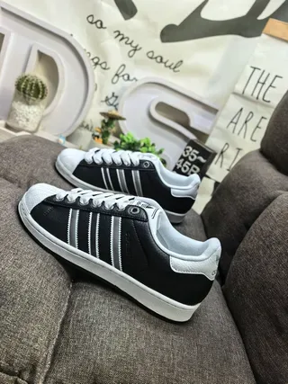 Adidas Superstar Black and White Shell-Toe Lifestyle Sneakers 7