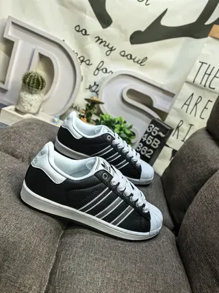 Adidas Superstar Black and White Shell-Toe Lifestyle Sneakers 9