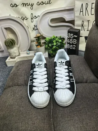 Adidas Superstar Black and White Shell-Toe Lifestyle Sneakers 10