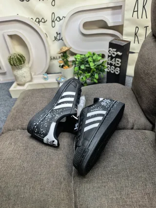 Adidas Superstar Black White Snowflake Print Lifestyle Sneakers 6