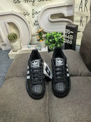 Adidas Superstar Black White Snowflake Print Lifestyle Sneakers 10