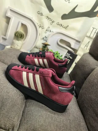 Adidas Superstar Burgundy Suede Lifestyle Sneakers 7
