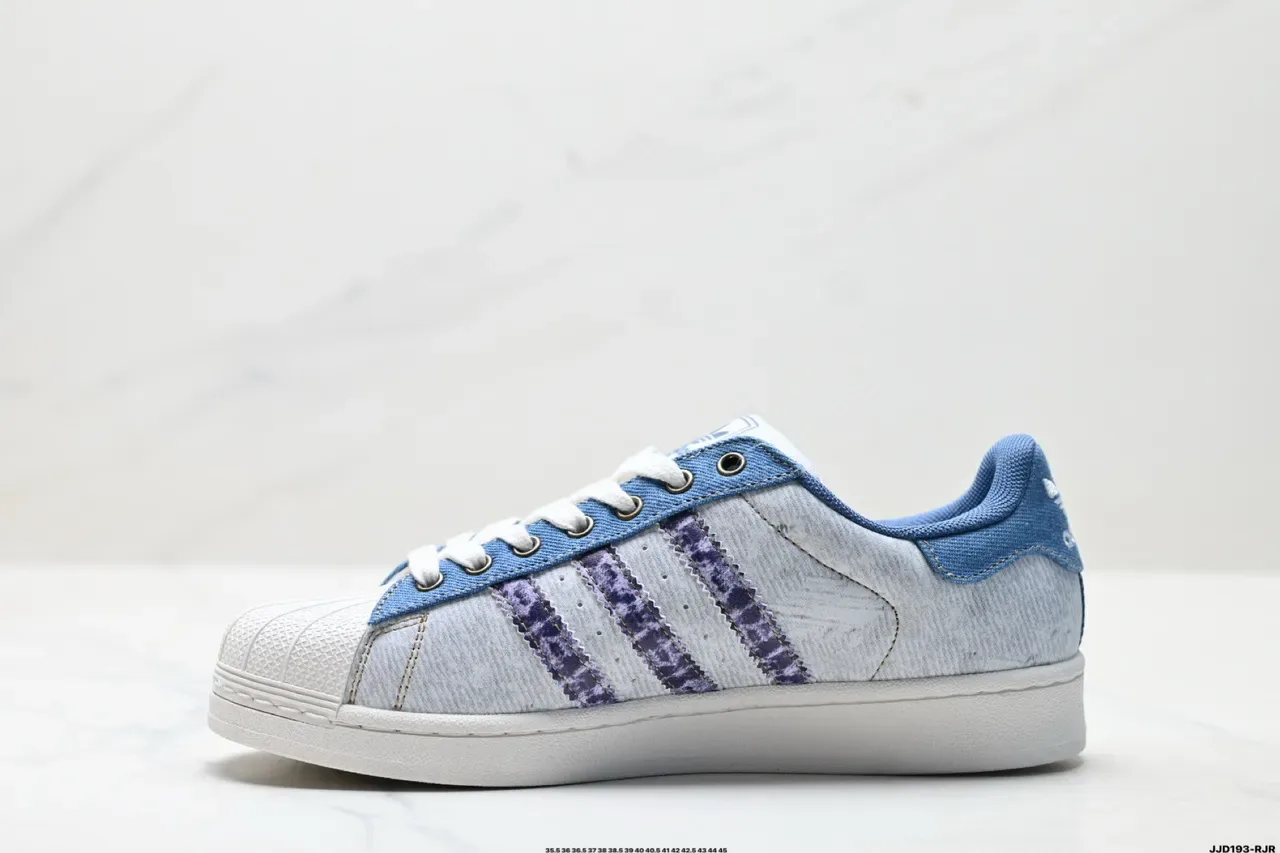 Adidas Superstar Distressed White and Denim Blue Lifestyle Sneakers 2