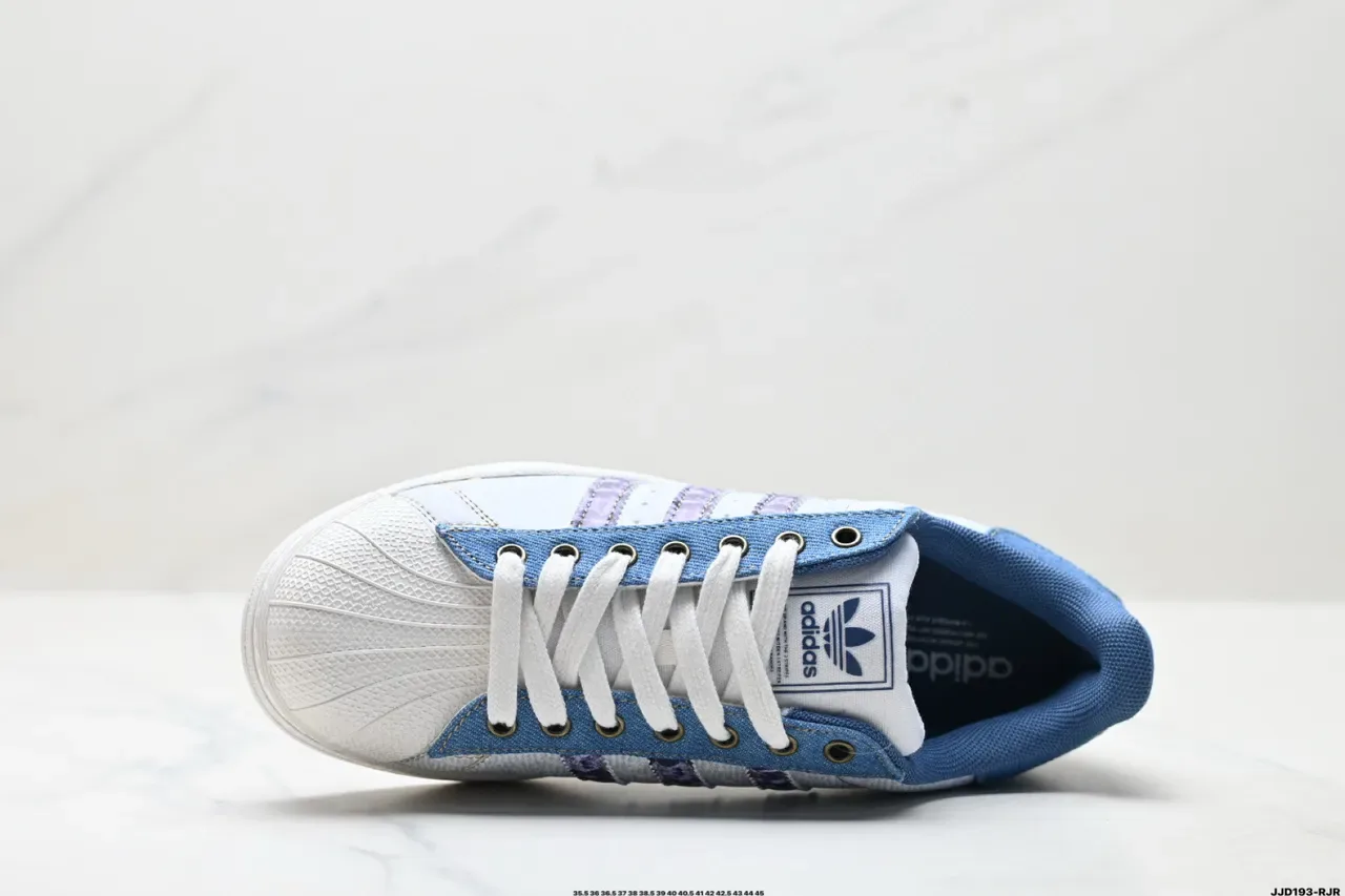 Adidas Superstar Distressed White and Denim Blue Lifestyle Sneakers 3