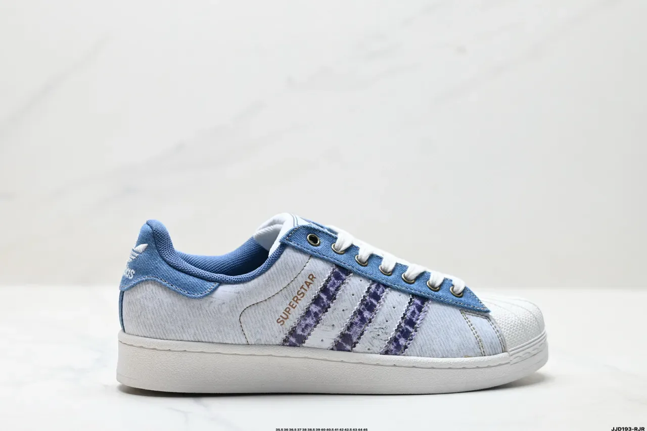 Adidas Superstar Distressed White and Denim Blue Lifestyle Sneakers 4