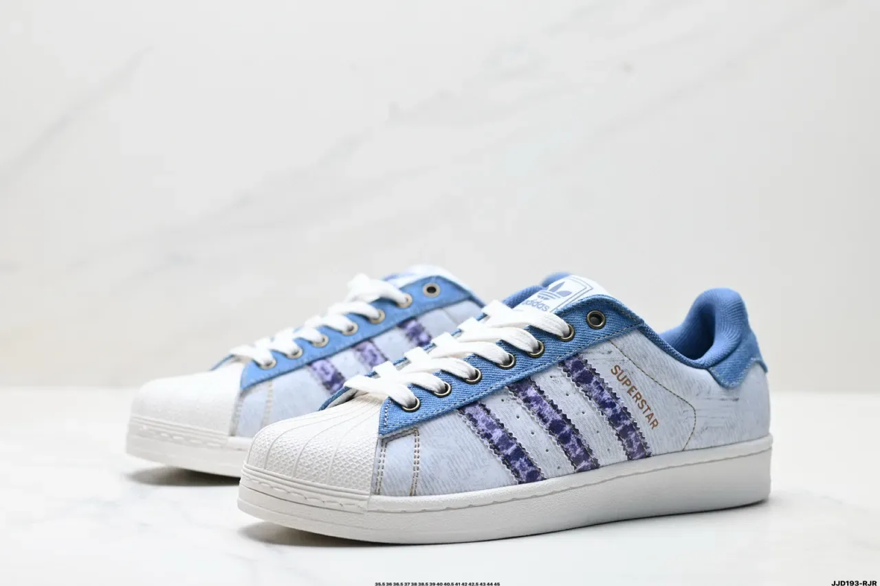 Adidas Superstar Distressed White and Denim Blue Lifestyle Sneakers 5