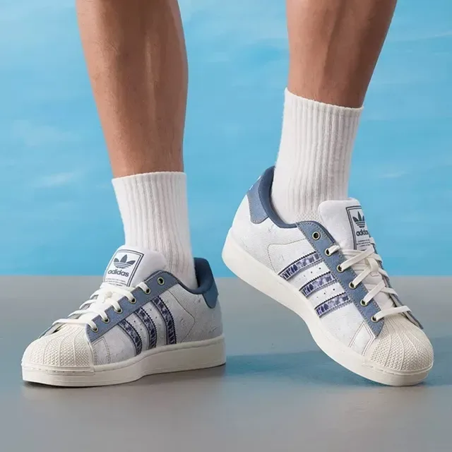 Adidas Superstar Distressed White and Denim Blue Lifestyle Sneakers 12