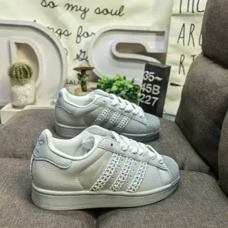 Adidas Superstar ग्रे ब्लू Shell-Toe Perforated Cap लाइफस्टाइल स्नीकर