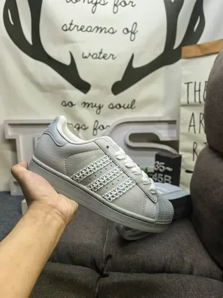 Adidas Superstar Gray Blue Shell-Toe Perforated Cap Lifestyle Sneakers 5