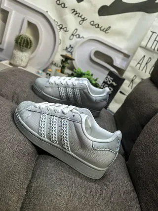 Adidas Superstar Gray Blue Shell-Toe Perforated Cap Lifestyle Sneakers 7