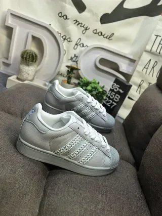 Adidas Superstar Gray Blue Shell-Toe Perforated Cap Lifestyle Sneakers 9