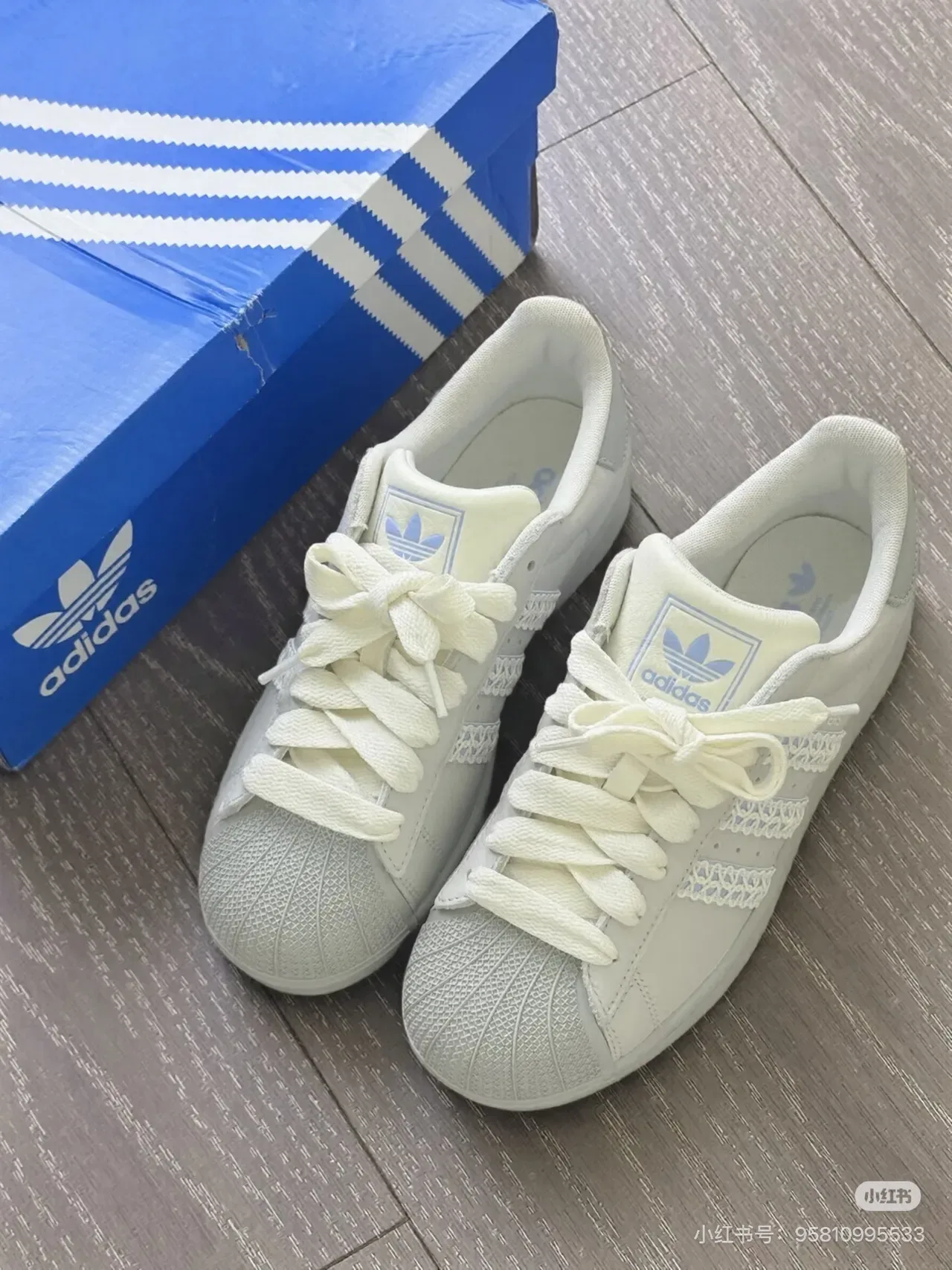 Adidas Superstar Gray Blue Shell-Toe Woven Three Stripes Lifestyle Sneakers 2