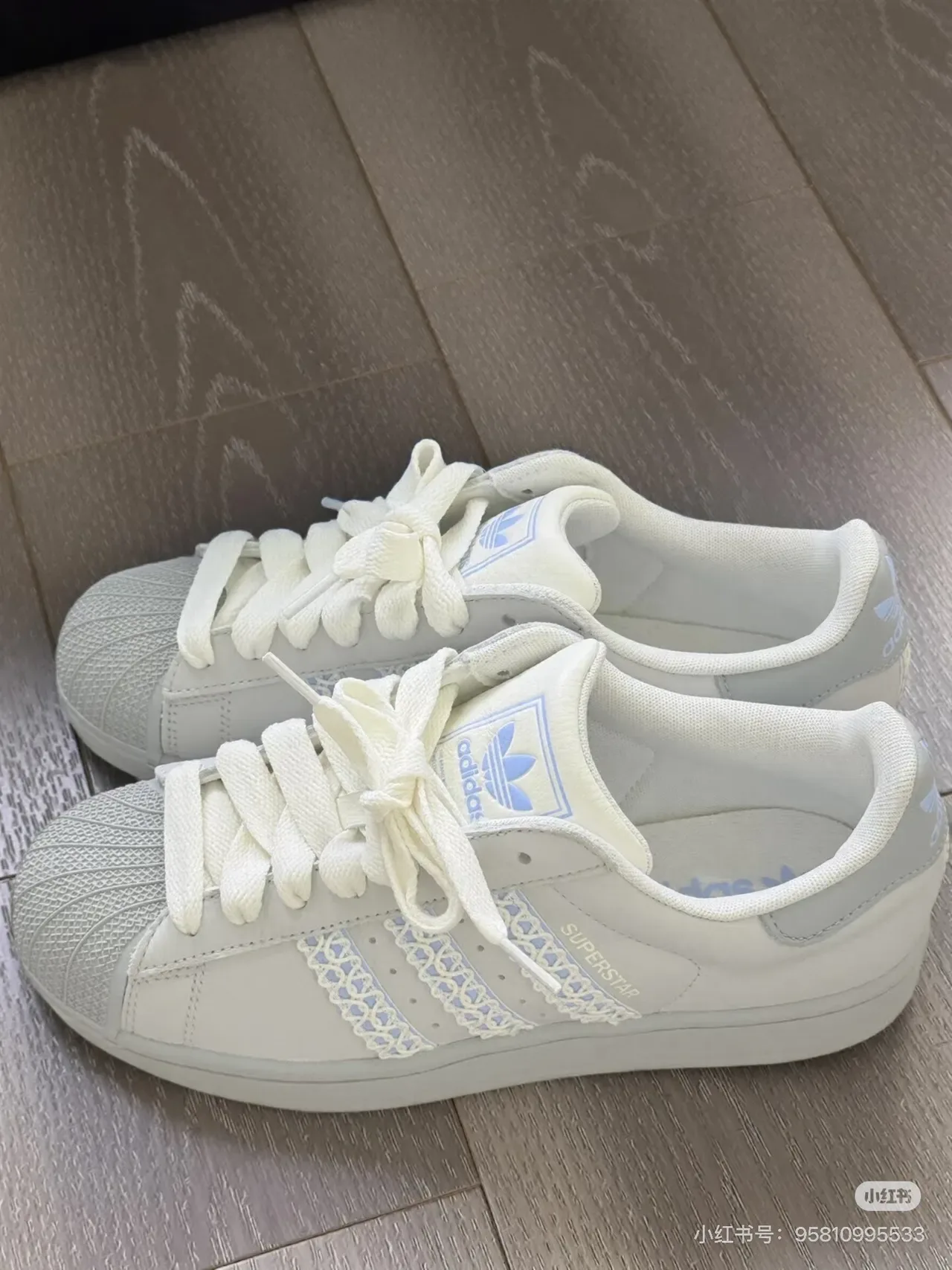 Adidas Superstar Gray Blue Shell-Toe Woven Three Stripes Lifestyle Sneakers 3