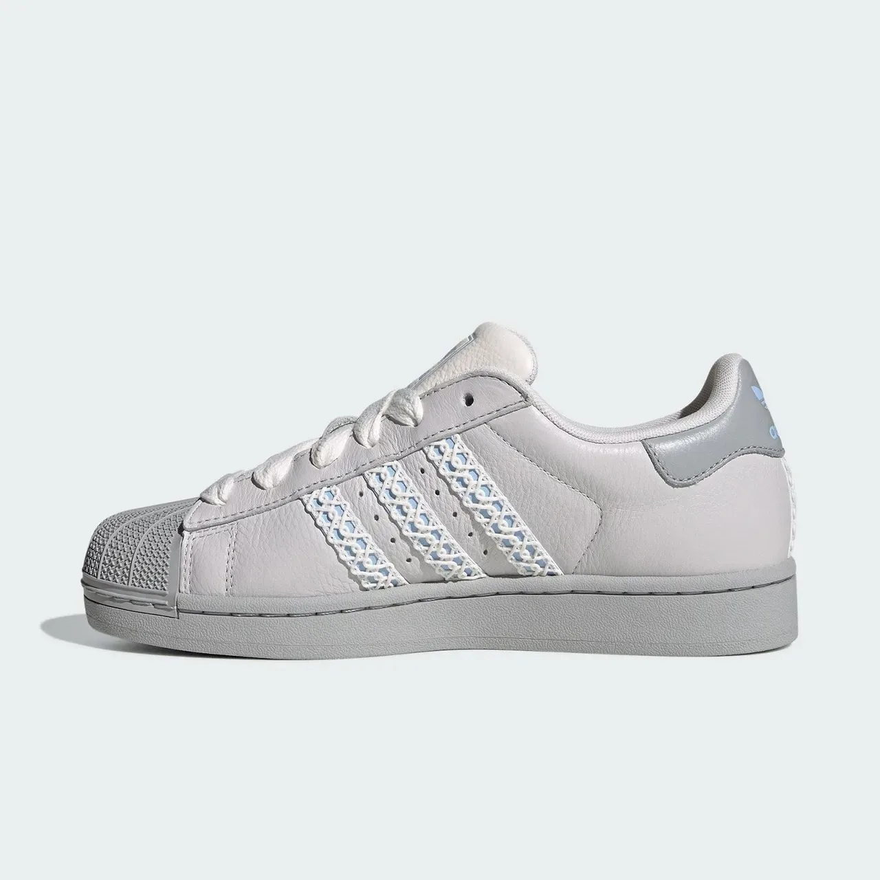 Adidas Superstar Gray Blue Shell-Toe Woven Three Stripes Lifestyle Sneakers 5