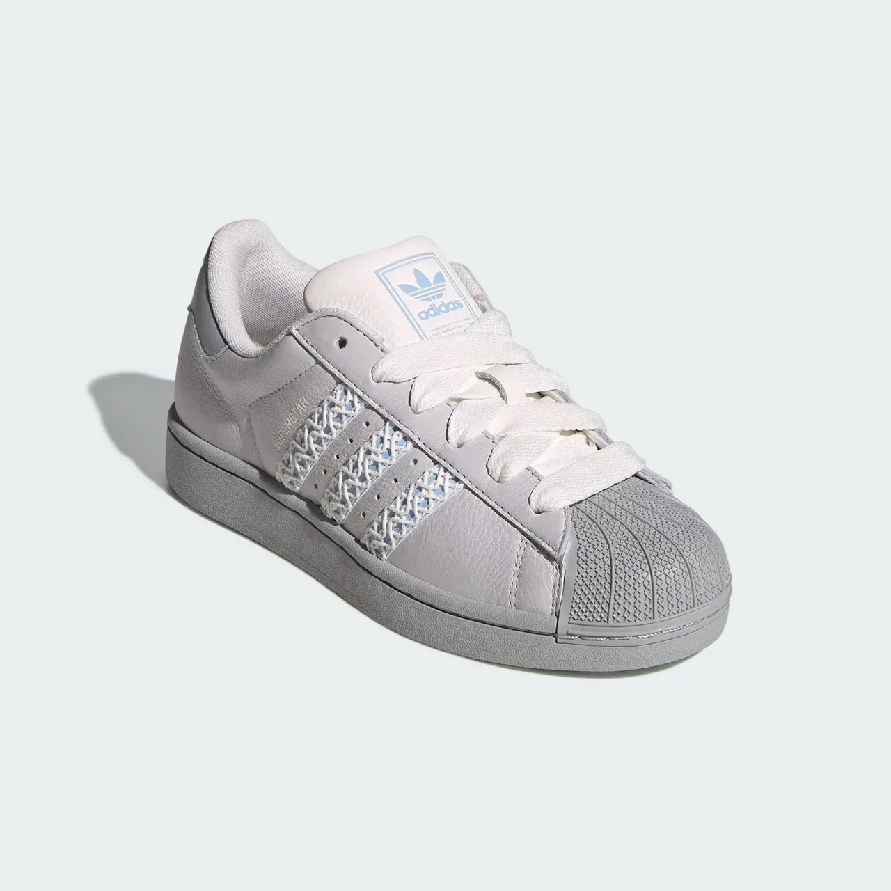 Adidas Superstar Gray Blue Shell-Toe Woven Three Stripes Lifestyle Sneakers 6