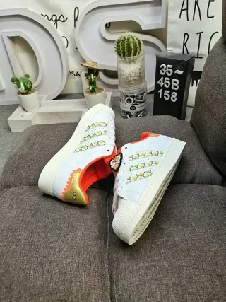 Adidas Superstar Gray Orange Floral Print Lifestyle Sneakers 6