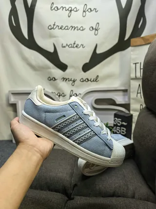 Adidas Superstar Light Blue Suede Lifestyle Sneakers 5