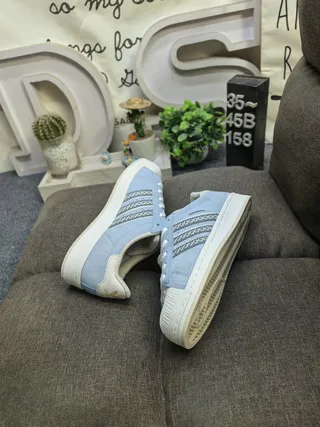 Adidas Superstar Light Blue Suede Lifestyle Sneakers 6