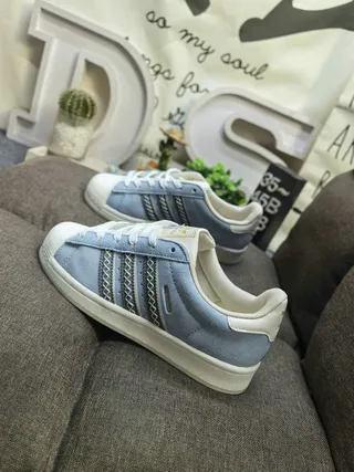 Adidas Superstar Light Blue Suede Lifestyle Sneakers 7