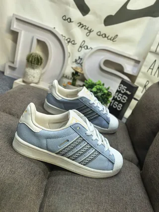 Adidas Superstar Light Blue Suede Lifestyle Sneakers 9