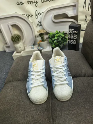 Adidas Superstar Light Blue Suede Lifestyle Sneakers 10