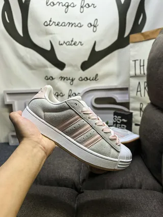 Adidas Superstar Light Gray and Dusty Pink Lifestyle Sneakers 5