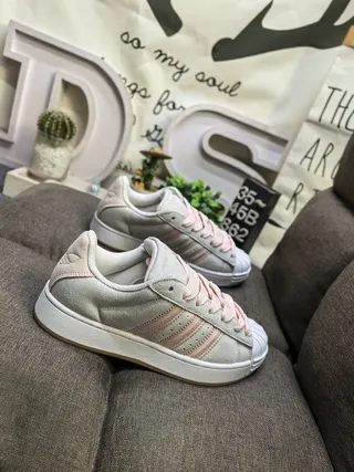 Adidas Superstar Light Gray and Dusty Pink Lifestyle Sneakers 9