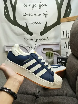 Adidas Superstar Navy and Cream Lifestyle Sneakers 5